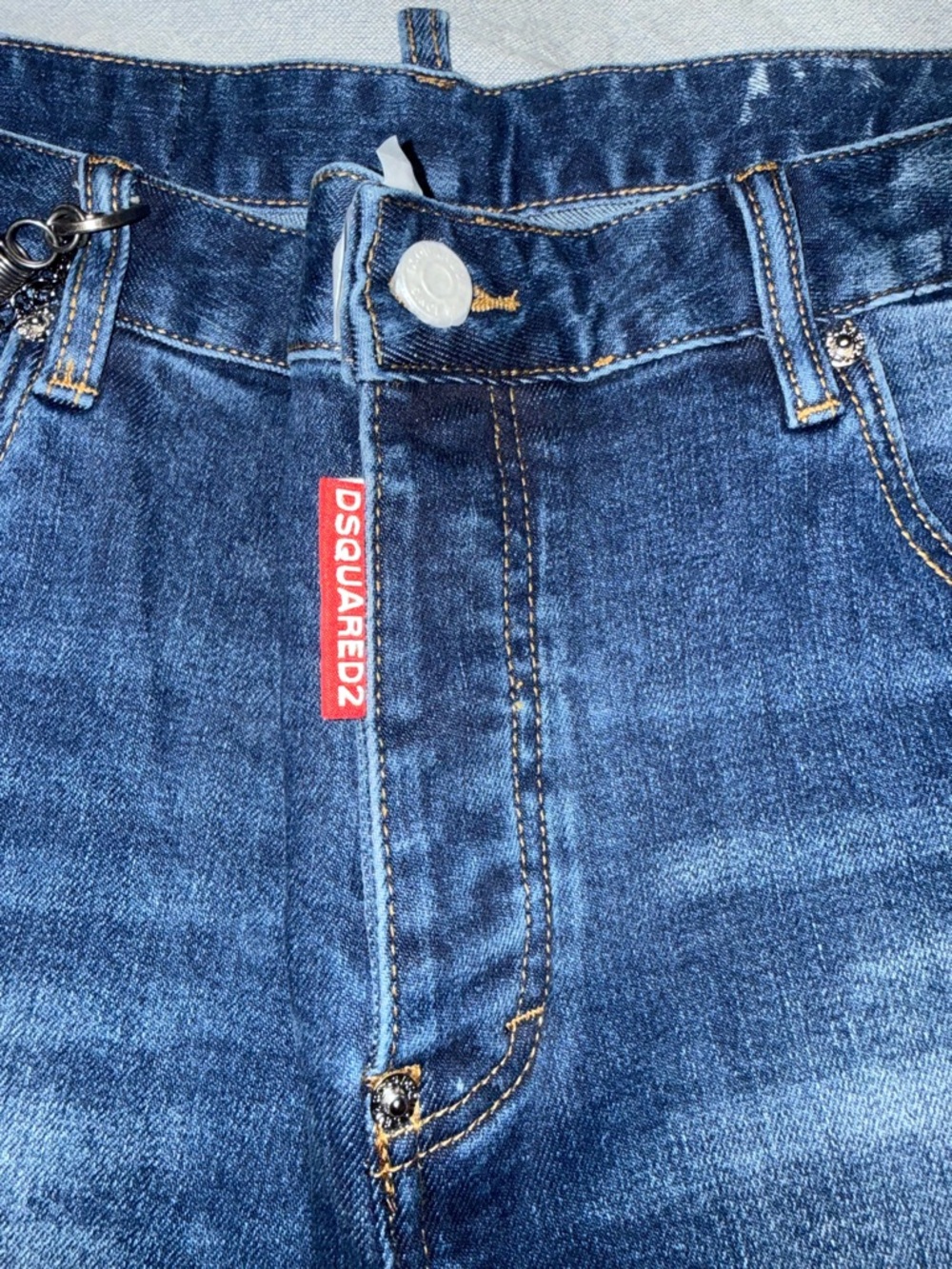 DSQUARED2 Blue Denim Jeans with Red Logo Tab